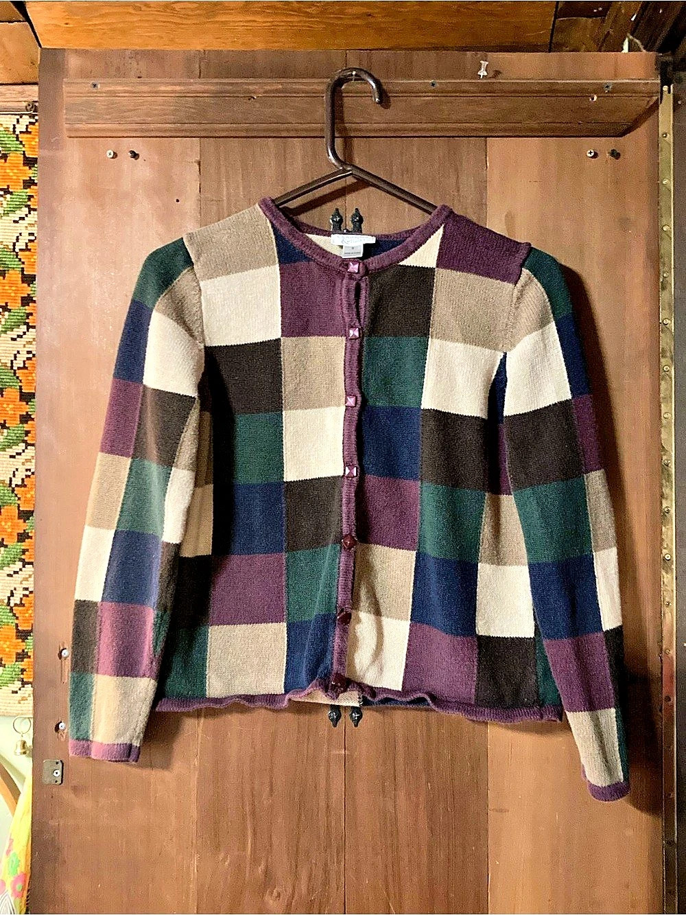 Christopher & Banks RN 63823 Color Block Cardigan in Multicolor Small Like New